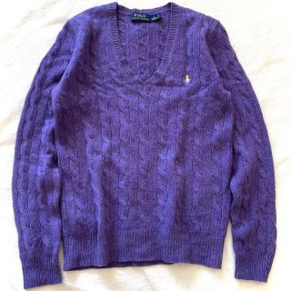 ポロラルフローレン(POLO RALPH LAUREN)のポロラルフローレン ニット セーター 紫 カシミヤ 毛 ウール ケーブル 長袖(ニット/セーター)