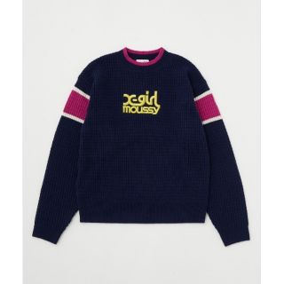 マウジー(moussy)のMOUSSY×X-girlコラボ♡XG LOGO LINE KNIT トップス紺(ニット/セーター)