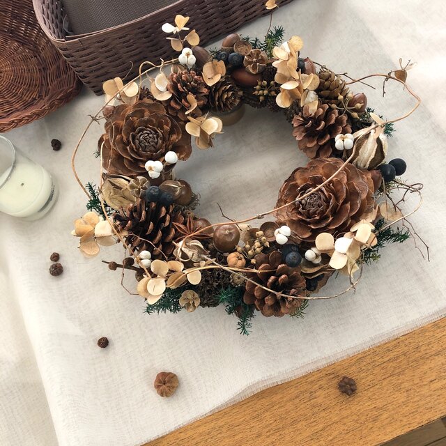 木の実のリース*ドライフラワークリスマスリースの通販 by 木の実のリース*ドライフラワークリスマスリースの通販 by
