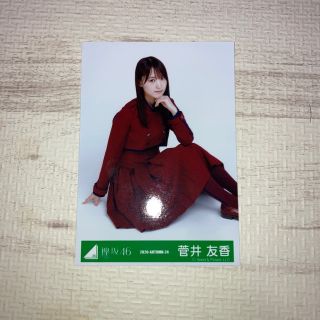 菅井友香　生写真座り　紅白衣装(アイドルグッズ)