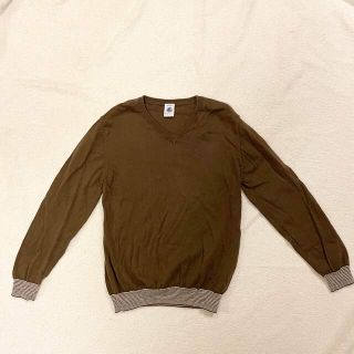 プチバトー(PETIT BATEAU)のプチバトー　ブラウン　Vネックニット　8ans 126cm(ニット)