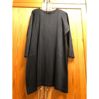 PLEATS PLEASE  Ａライン　ロングジレ　ネイビー☆美品☆