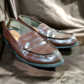 P.LOAFERS ローファー 学生 コスプレ レディース 26.5cm ブラウ(ローファー/革靴)