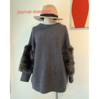 ジャーナルスタンダード(JOURNAL STANDARD)のjournal standard エコファー袖クルーネックニット　グレー(ニット/セーター)