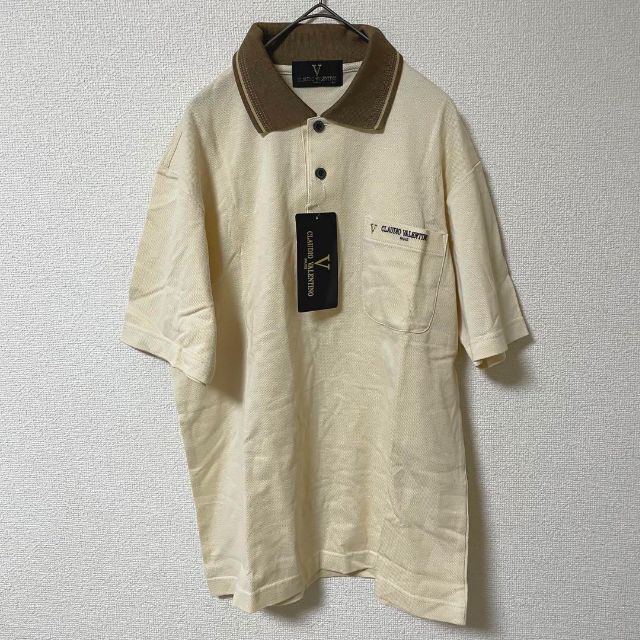 1295【S】タグ付 CLAUDIO VALENTINO 半袖 ポロシャツ ロゴ メンズのトップス(ポロシャツ)の商品写真