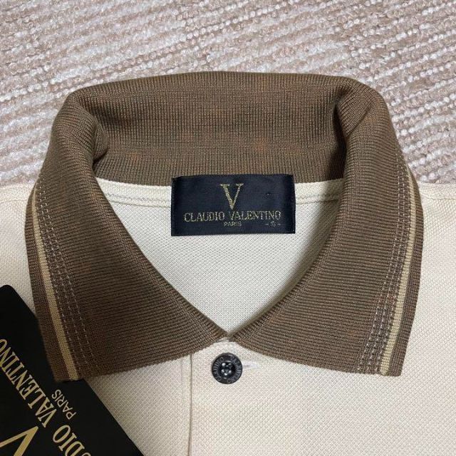 1295【S】タグ付 CLAUDIO VALENTINO 半袖 ポロシャツ ロゴ メンズのトップス(ポロシャツ)の商品写真