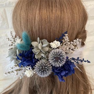 くすみブルー系♡髪飾り ヘッドドレス 結婚式 前撮り 成人式 卒業式(ヘッドドレス/ドレス)