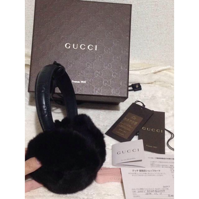Gucci(グッチ)のGUCCI イヤーマフラー ラビットファー×レザー レディースのファッション小物(イヤーマフ)の商品写真
