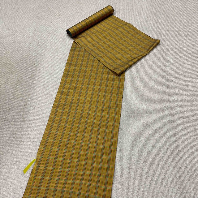 新品 反物 本場奄美大島紬 正絹 格子 つむぎ 黄八丈 着物 呉服 和装