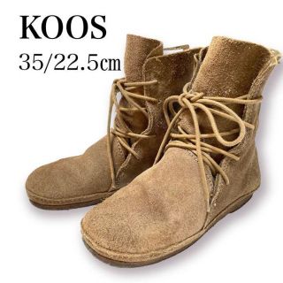 koos コース スエード ショートブーツ 編み上げ ナチュラル ハンドクラフト