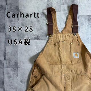 カーハート(carhartt)のカーハート　オーバーオール　ダブルニー　キルティング　USA製　胸刺繍　キャメル(サロペット/オーバーオール)