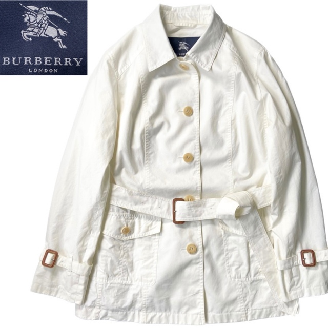 BURBERRY - BURBERRY LONDON スプリングコート ベルト付き 44 ホワイト 