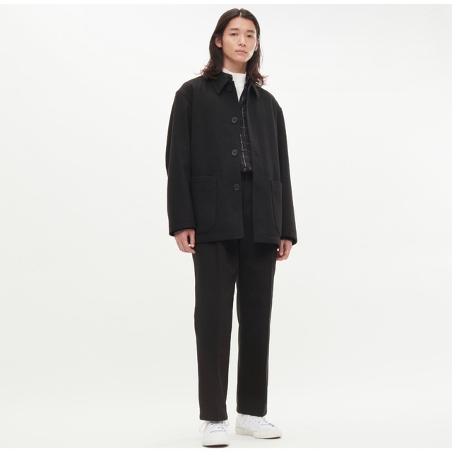 UNIQLO(ユニクロ)の【新品】UNIQLO U 2022AW ウールブレンドシャツジャケットＸＬ　黒 メンズのジャケット/アウター(その他)の商品写真