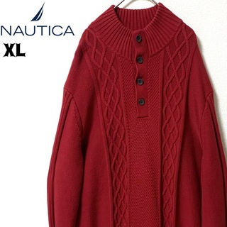 ノーティカ(NAUTICA)のNAUTICA ノーティカ ケーブルニットセーター ゆるだぼ プレーン ロゴ刺繍(ニット/セーター)
