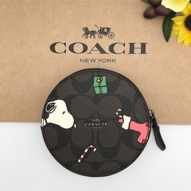 COACH コラボ ☆大人気☆ ラウンドコインケース スヌーピー ブラウン