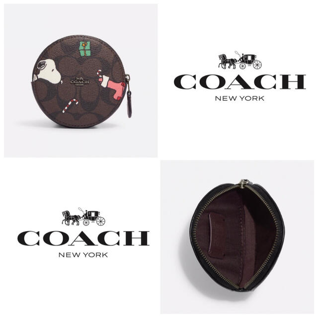 COACH コラボ ☆大人気☆ ラウンドコインケース スヌーピー ブラウン