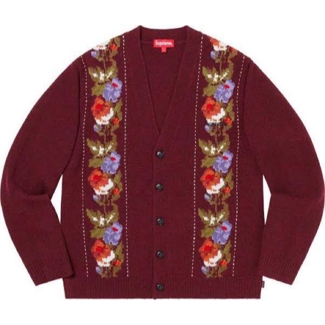 19AW Supreme Floral Stripe Cardigan Red