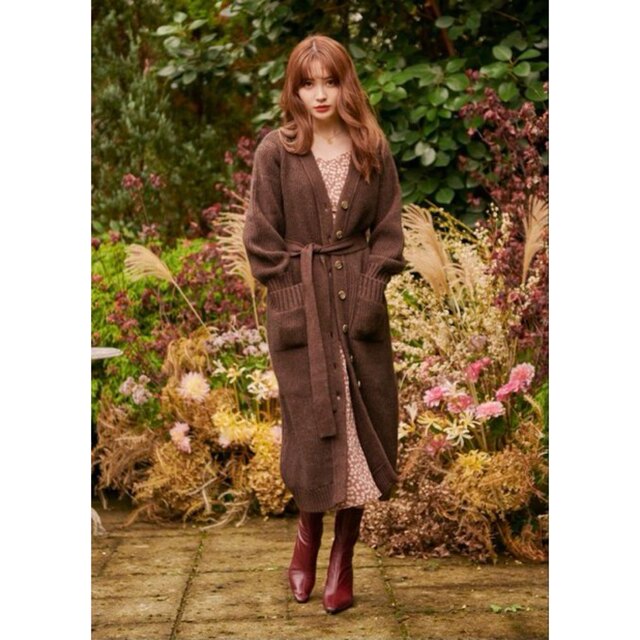 Her lip to(ハーリップトゥ)のherlipto Belted Wool-blend Long Cardigan レディースのトップス(カーディガン)の商品写真