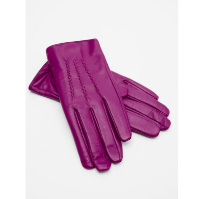 ZARA(ザラ)の新品 ZARA レザーグローブ キーリングセット パープル 紫 L 羊革 箱なし レディースのファッション小物(手袋)の商品写真