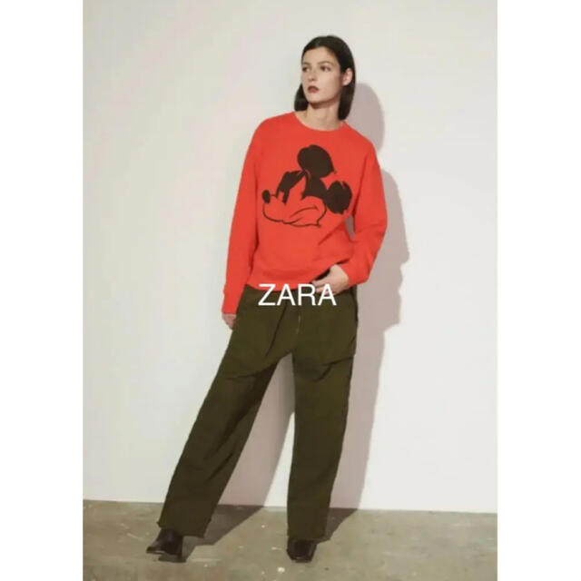 新品 ZARA ザラ ディズニー ミッキー スェット レッド 赤 Ｓ