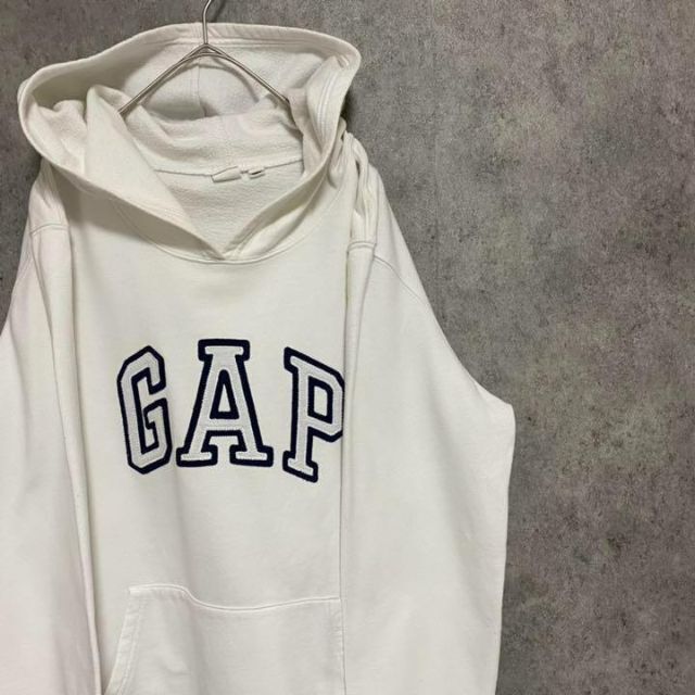 GAP ギャップ　パーカー　白　デカロゴ　　レディース　L A3