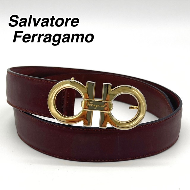 Salvatore Ferragamo(サルヴァトーレフェラガモ)の美品　サルヴァトーレフェラガモ　レザー　ベルト　ガンチーニ　ブラウン レディースのファッション小物(ベルト)の商品写真