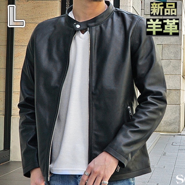 新品ラムレザー ライダースJK L –-