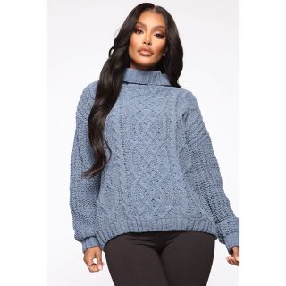 エイソス(asos)の【Fashion Nova】ケーブルニットセーター アイスブルー(ニット/セーター)