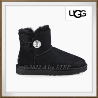 アグ(UGG)のs188 極美品 アグ スワロフスキー✨ムートンブーツ 黒 22cm(ブーツ)