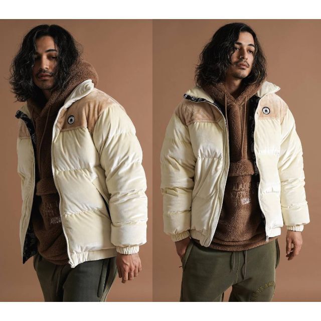 美品21AW EXAMPLEエグザンプル ベロア ダウン ジャケット 222M△の通販