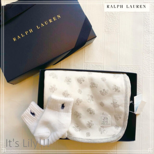 Ralph Lauren(ラルフローレン)の定番　人気　ラルフローレン おくるみ　ギフト　グレー　トイベア キッズ/ベビー/マタニティのこども用ファッション小物(おくるみ/ブランケット)の商品写真