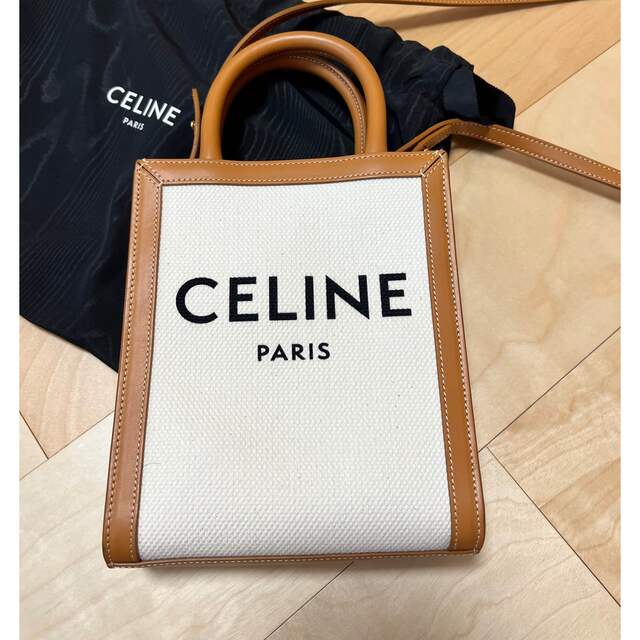 【鑑定済】ミニバーティカルカバCELINEプリント入りキャンバス&カーフスキン