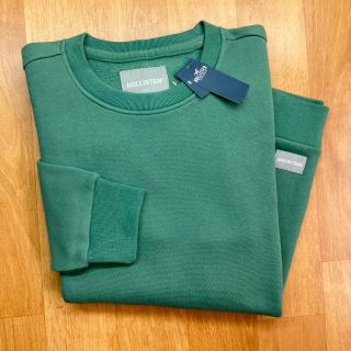 ホリスター(Hollister)の新品【メンズXS】★ホリスター★裾タグ付き無地ワンポイントトレーナー/緑(スウェット)