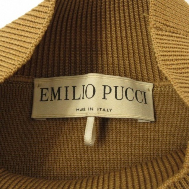 EMILIO PUCCI(エミリオプッチ)のエミリオプッチ ニット セーター 長袖 ハイネック ロゴ ボーダー ブラウン S レディースのトップス(ニット/セーター)の商品写真
