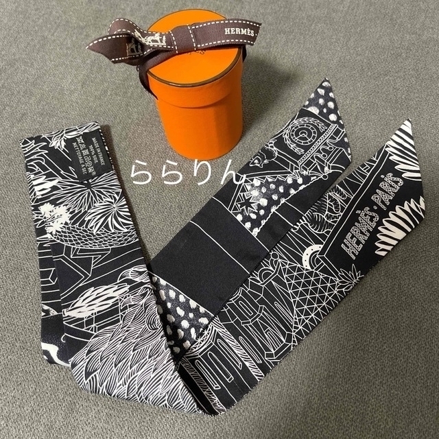 エルメス ツイリー 19AW アニマポリス スカーフ 黒 美品 | agro-vet.hr