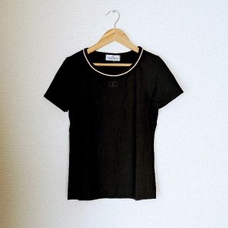 ヴァレンティノ(VALENTINO)の【vintage】ヴァレンティノ　カットソー　ロゴTシャツ　ITALY製　黒(Tシャツ(半袖/袖なし))