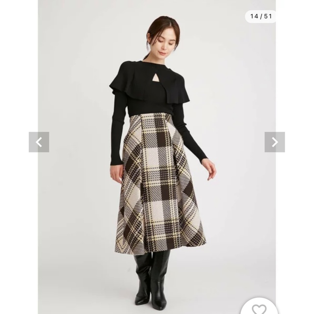 ロングスカート 新品♡ ロービングチェックスカート ベージュ サイズ1