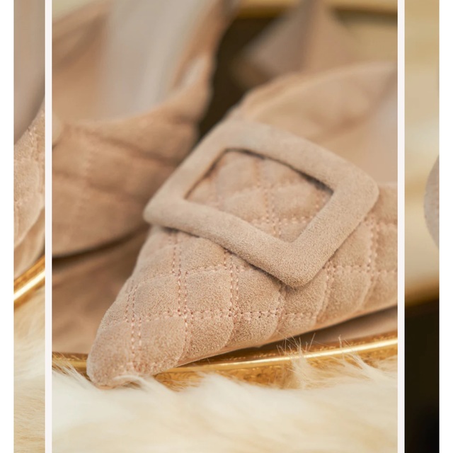 eimy istoire(エイミーイストワール)のDarich キルティングバックルパンプス BEG ベージュ　M レディースの靴/シューズ(ハイヒール/パンプス)の商品写真