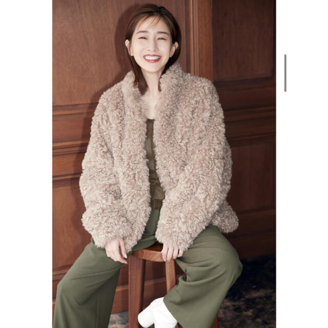 CLANE / クラネ | 2022AW | × MINAMI TANAKA CURL FUR SHORT COAT カールファー ショート コート | 2 | ベージュ | レディース