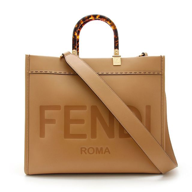 FENDI - 美品 フェンディ トートバッグ サンシャイン ミディアム 8BH386 ブラウン