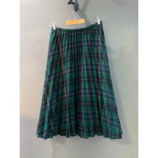 ビンテージ 70s グリーン チェック ロング スカート プリーツ 希少 美