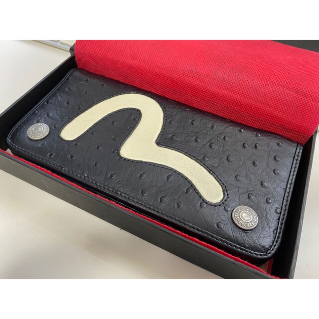 EVISU/財布/バイカーウォレット/レザー/オーストリッチ/カモメ/箱付/美品-