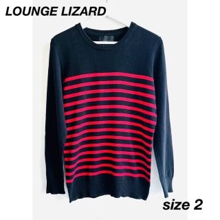 ❤️美品❤️LOUNGELIZARDラウンジリザードボーダーニットブラックレッド(ニット/セーター)