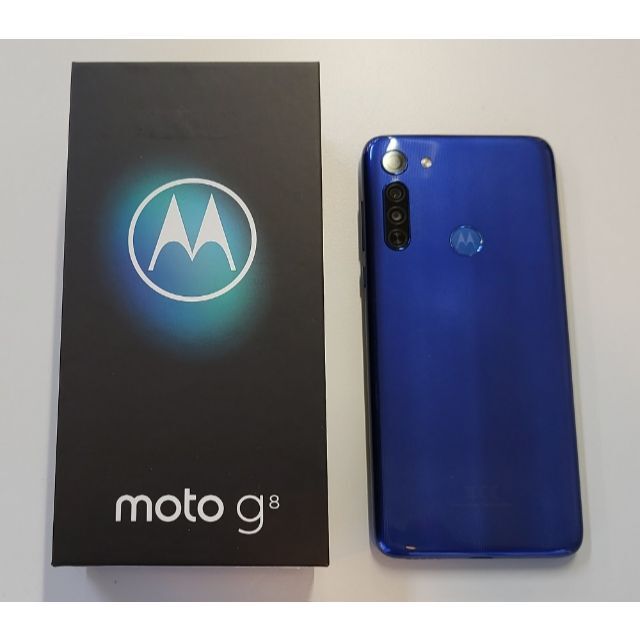 Motorola(モトローラ)のmoto g8 ブルー SIMフリー 美品 スマホ/家電/カメラのスマートフォン/携帯電話(スマートフォン本体)の商品写真