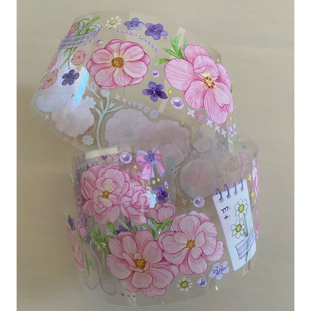 高質で安価 巻売 436☆ 海外 贝壳光 マスキングテープ 花 マステ PET