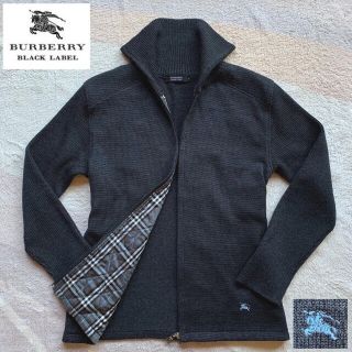 バーバリーブラックレーベル(BURBERRY BLACK LABEL)の人気モデル！バーバリーブラックレーベル　羊毛ニットジャケット(ニット/セーター)