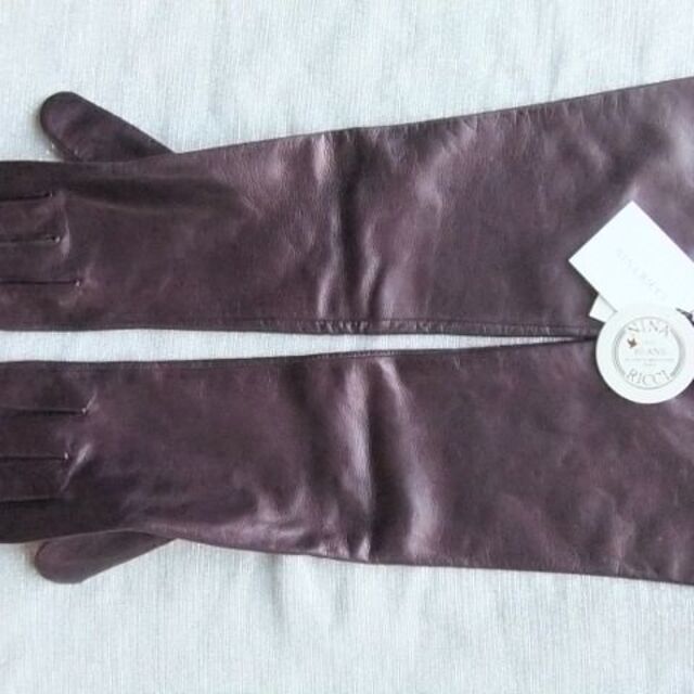 新品タグ付■ニナリッチ/NINA RICCI■ロング羊革手袋グローブ紫 21cm
