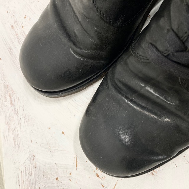 Ann Demeulemeester(アンドゥムルメステール)のANN DEMEULEMEESTER レザー ショートブーツ 黒43 メンズの靴/シューズ(ブーツ)の商品写真