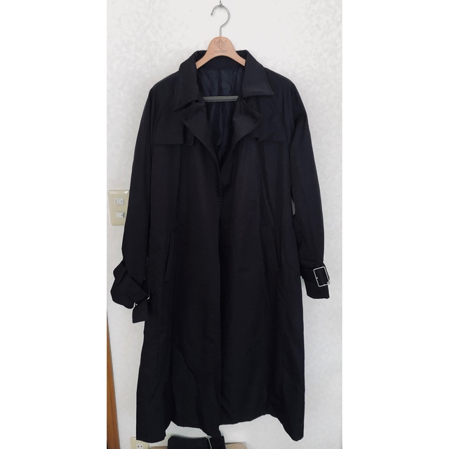 美品】アドラー The trench coat 裏地チェック 黒 L-