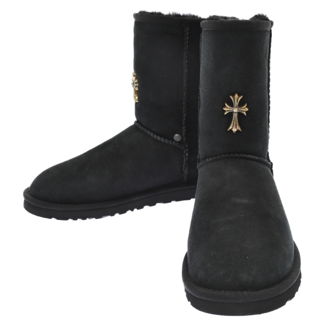 Chrome Hearts(クロムハーツ)のCHROME HEARTS クロムハーツ ×UGG CHクロス装飾ムートンボアブーツ アグ ブラック メンズの靴/シューズ(ブーツ)の商品写真